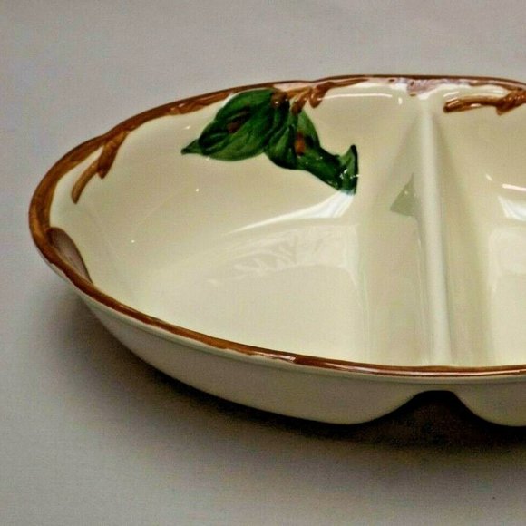Franciscan Earthenware Hand Painted Apple Divided Oval Vegetable Bowl USA 63-71 - Picture 5 of 13